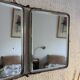 Vintage 1950 triptych mirror barber beveled crystal hairdresser - 25 x 59 cm
