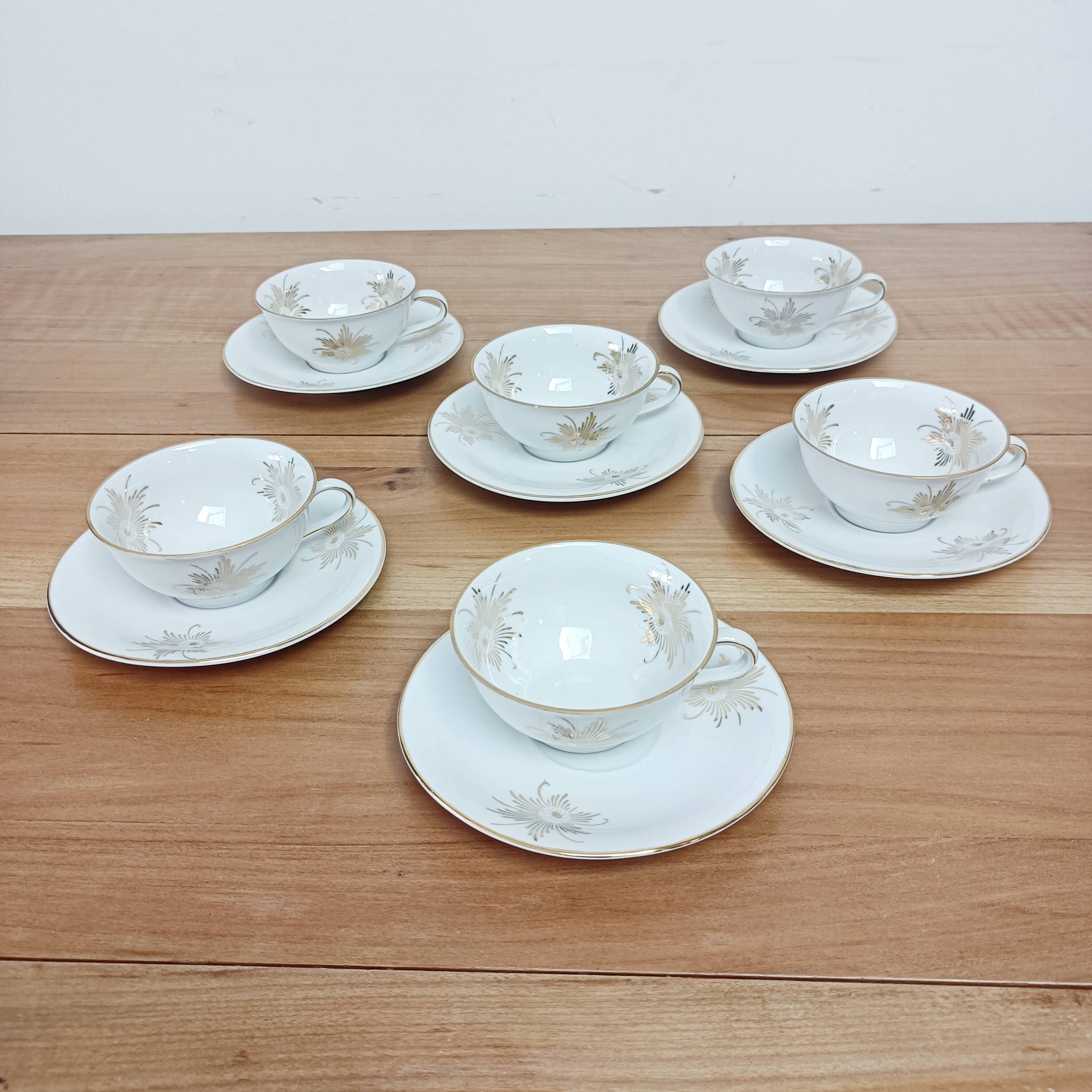 Set of 6 cups and sub-cups in Bavaria porcelain