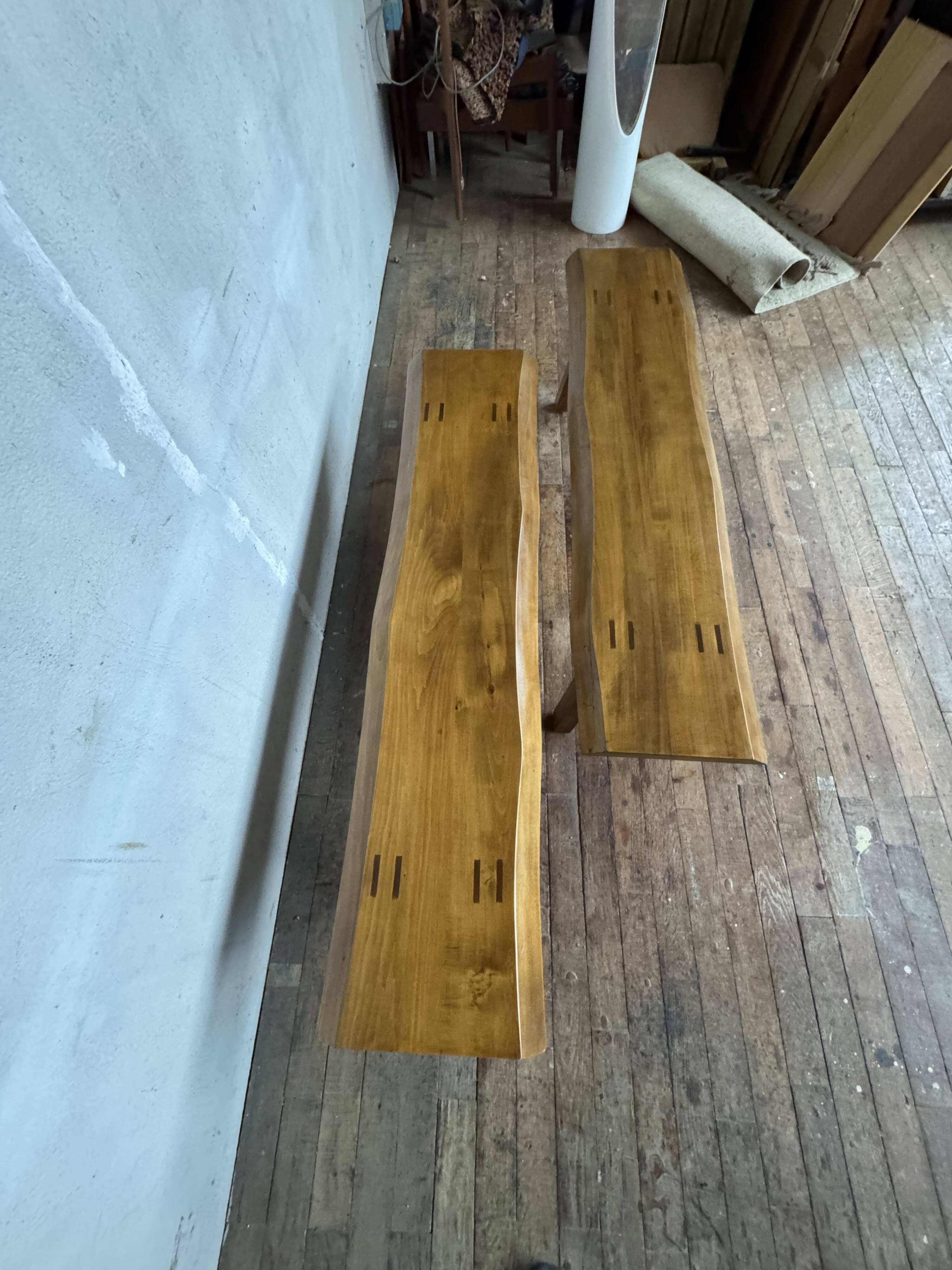 Vintage brutalist bench pair