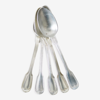 Set of 5 white metal spoons from the 20s