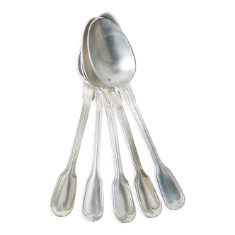 Set of 5 white metal spoons from the 20s