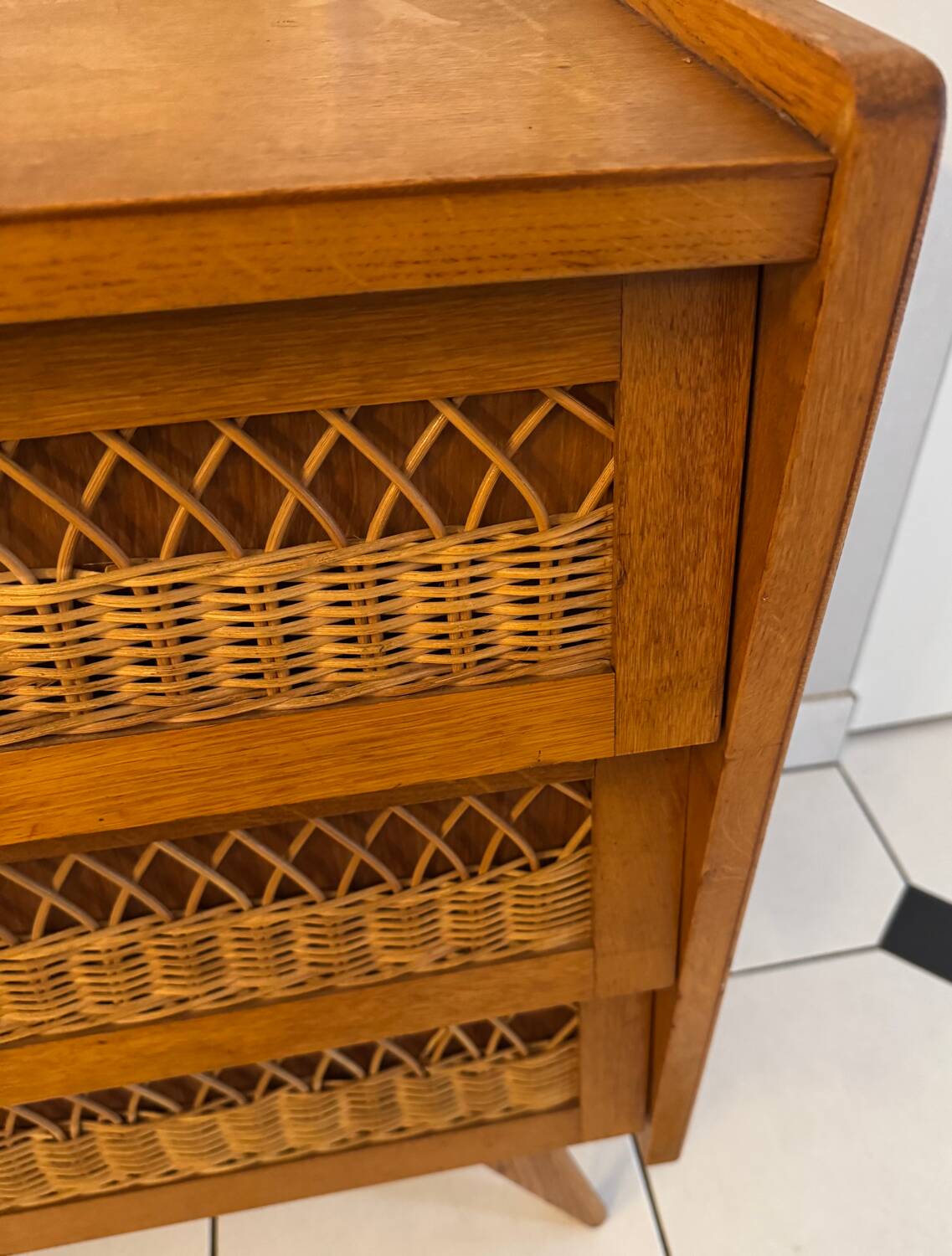 Vintage chest of drawers with compass feet