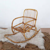Vintage childrens rattan rocking chair