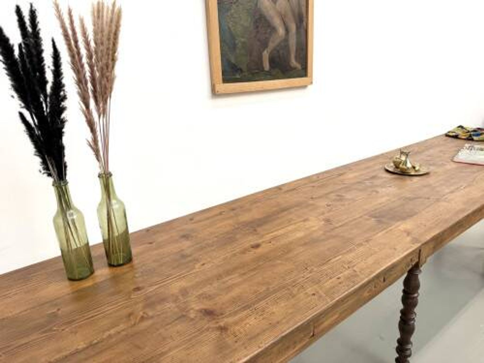 Table de ferme de 4 mètres en pin massif, vers 1900