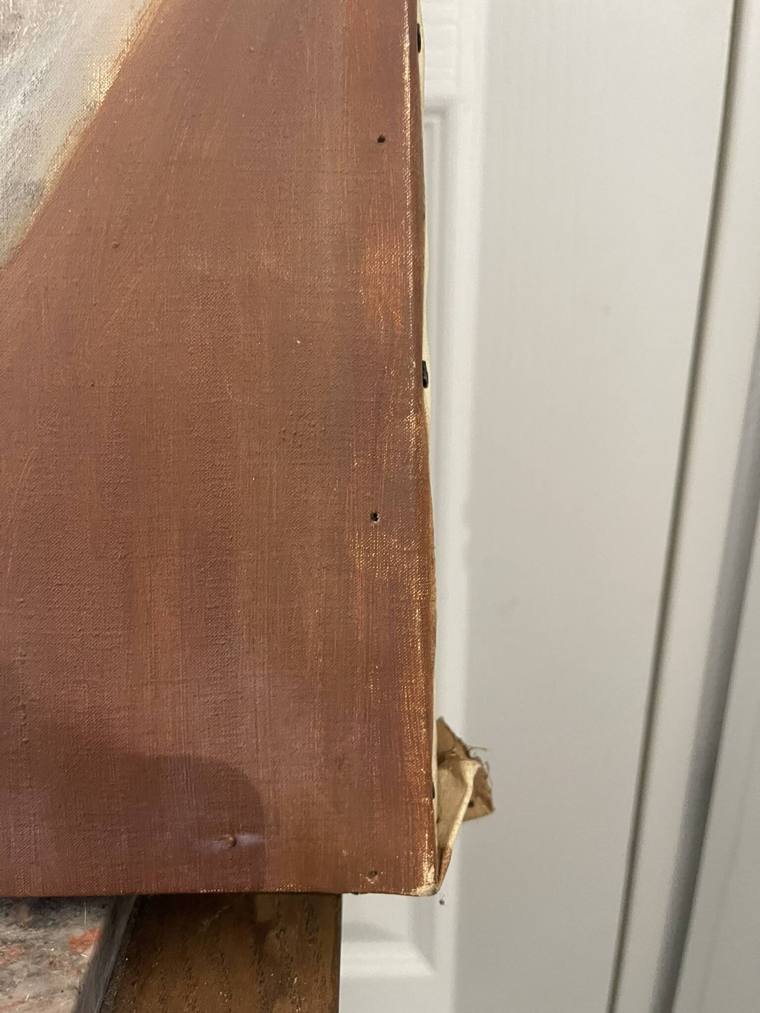 Tableau peinture huile toile portrait femme robe dentelle xixème 19ème merl