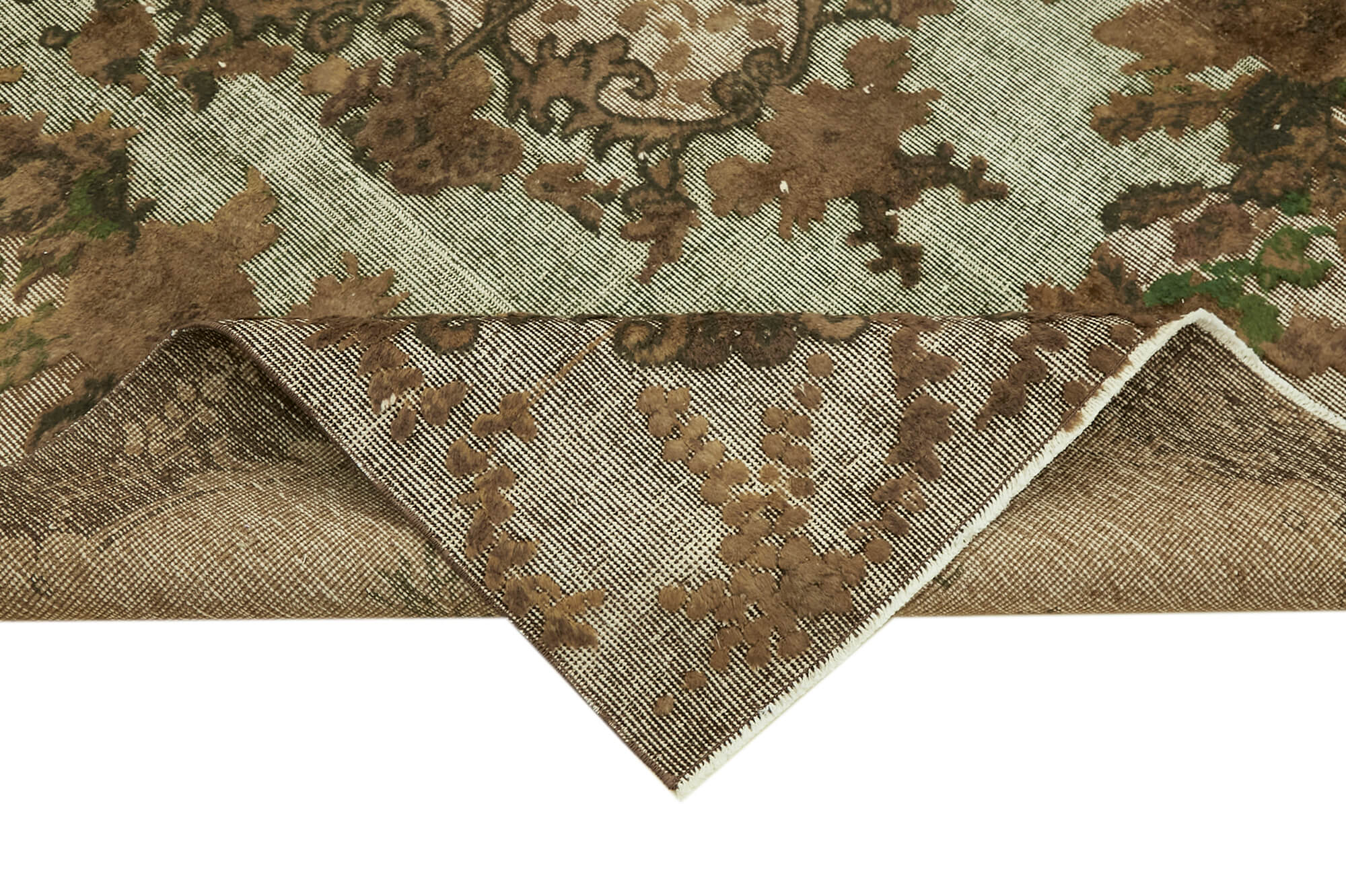 Handwoven overdyed turkish 1970s 170 x 271 cm brown carpet