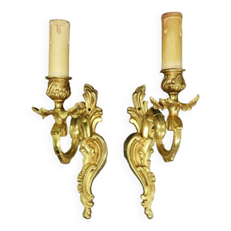 Pair of Louis XV style wall lights from Lucien GAU, Paris