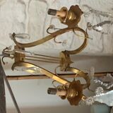 Art deco wall lamp with beveled stamps in gilded brass