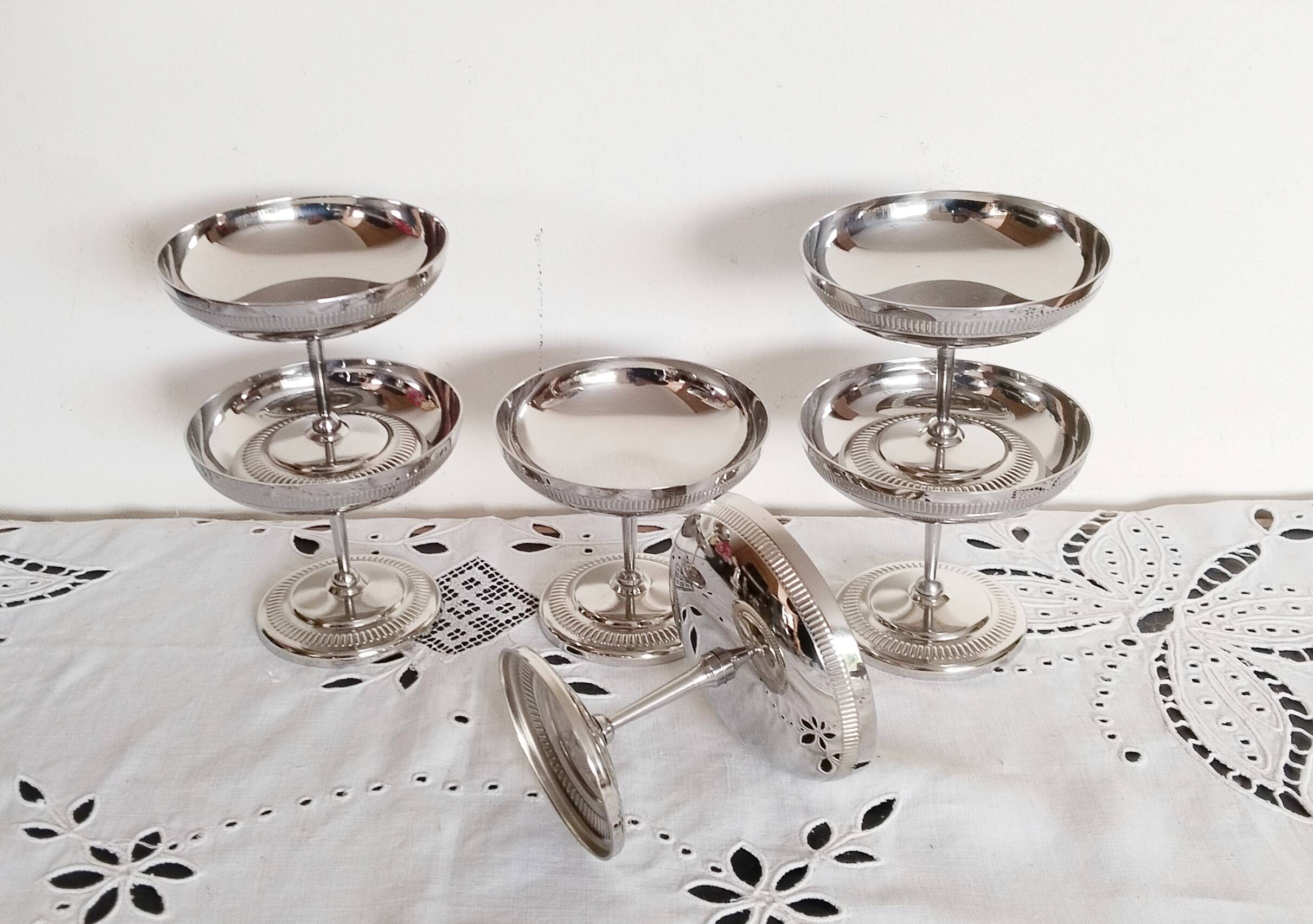 Ice cream or sorbet cups, set of 6, in 18/10 stainless steel (ref14)