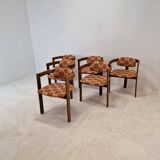 Set of 6 Italian Wooden Armchairs, 1960's