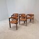 Set of 6 Italian Wooden Armchairs, 1960's