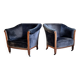 Pair of club armchairs called Monaco, studded velvet, art deco