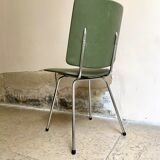 Chair in chrome aluminum and green skaï 1960s