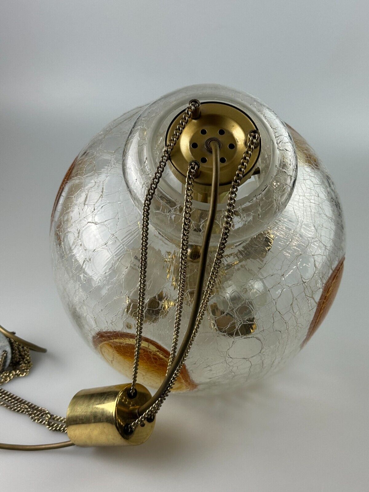 1960's 1970's brutalist ceiling lamp pendant lamp brass & murano glass