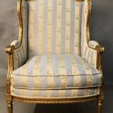 Louis xvi style winged bergère in golden wood