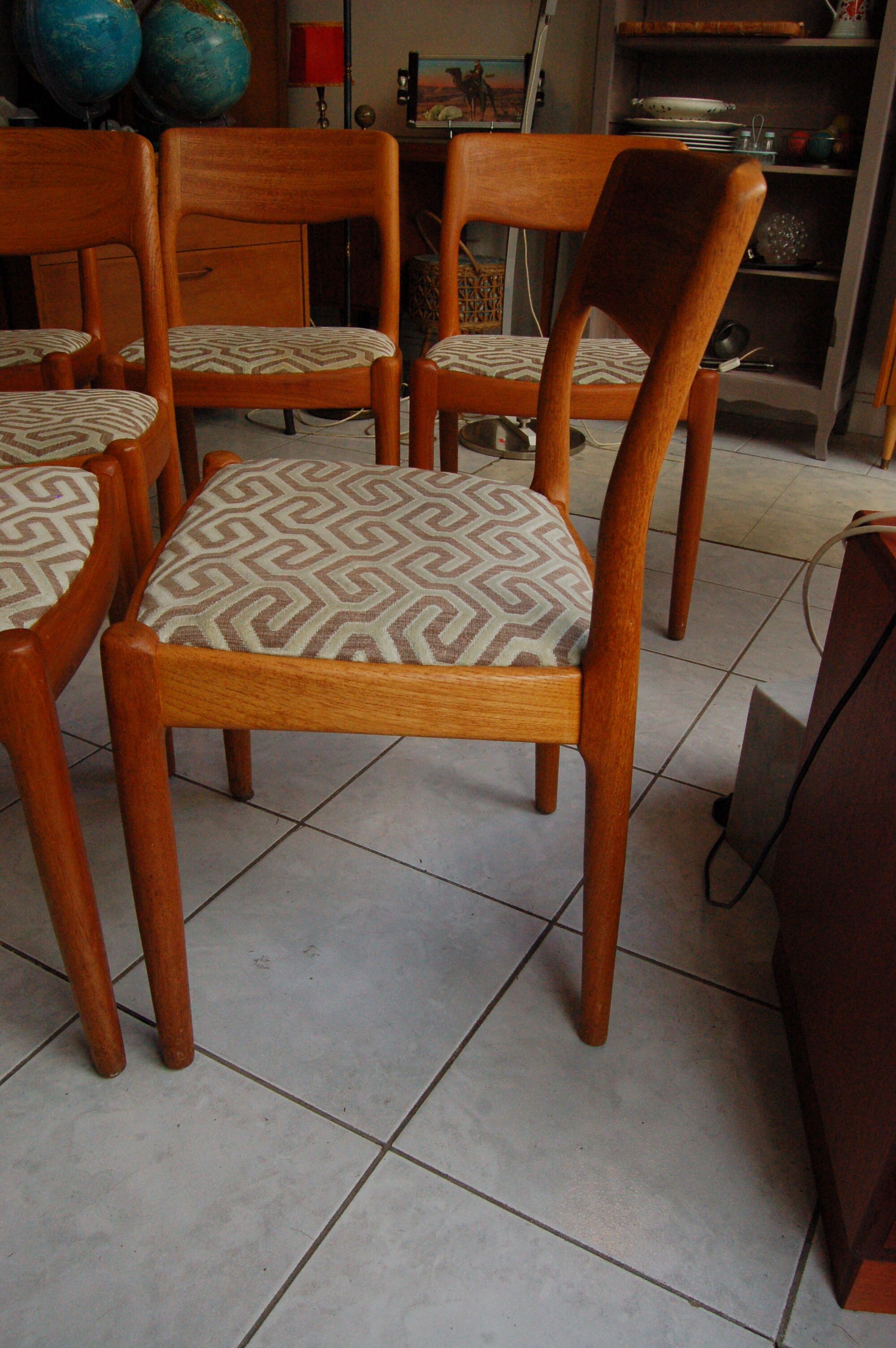 6 Scandinavian teak chairs Juhl Kristensen for JK Denmark