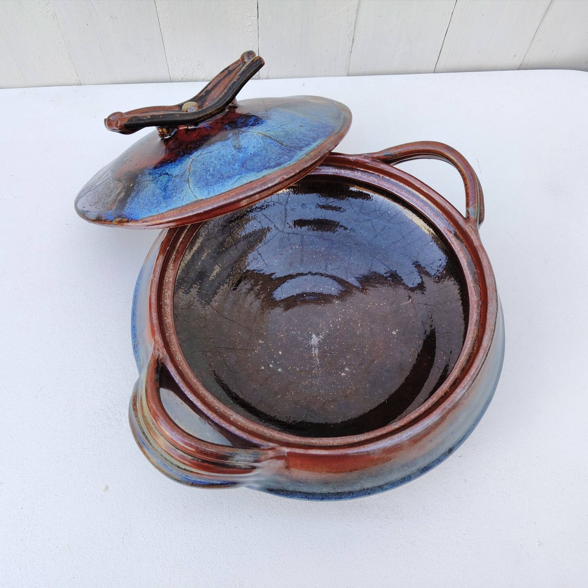 Large covered pot, soup tureen, glazed stoneware, Matthieu Liévois