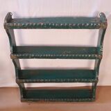 Old burmese teak wall shelf original blue patina