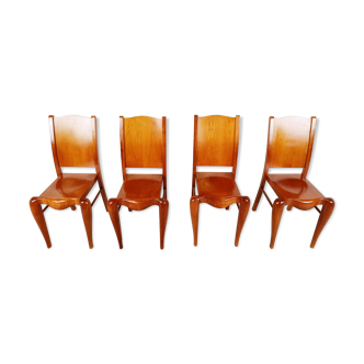 Set of 4 wood dining chairs by Philippe Starck 1989