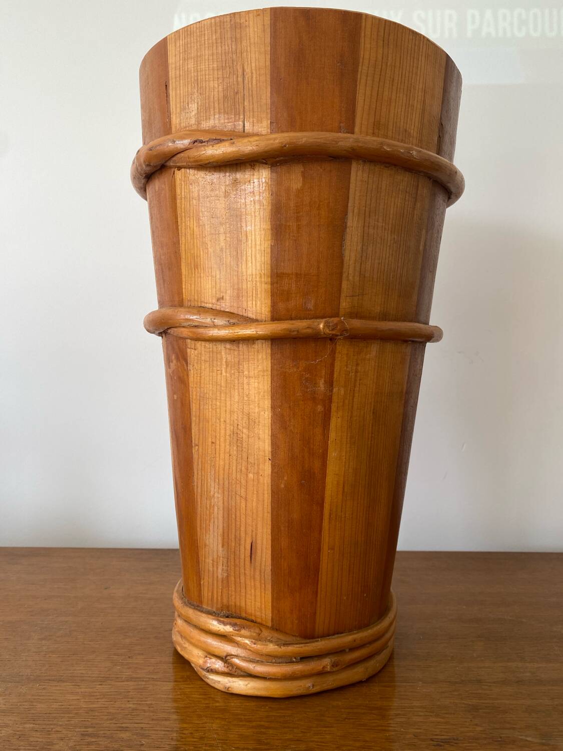 Antique Wooden Barrel Style Umbrella Stand Vintage Decor