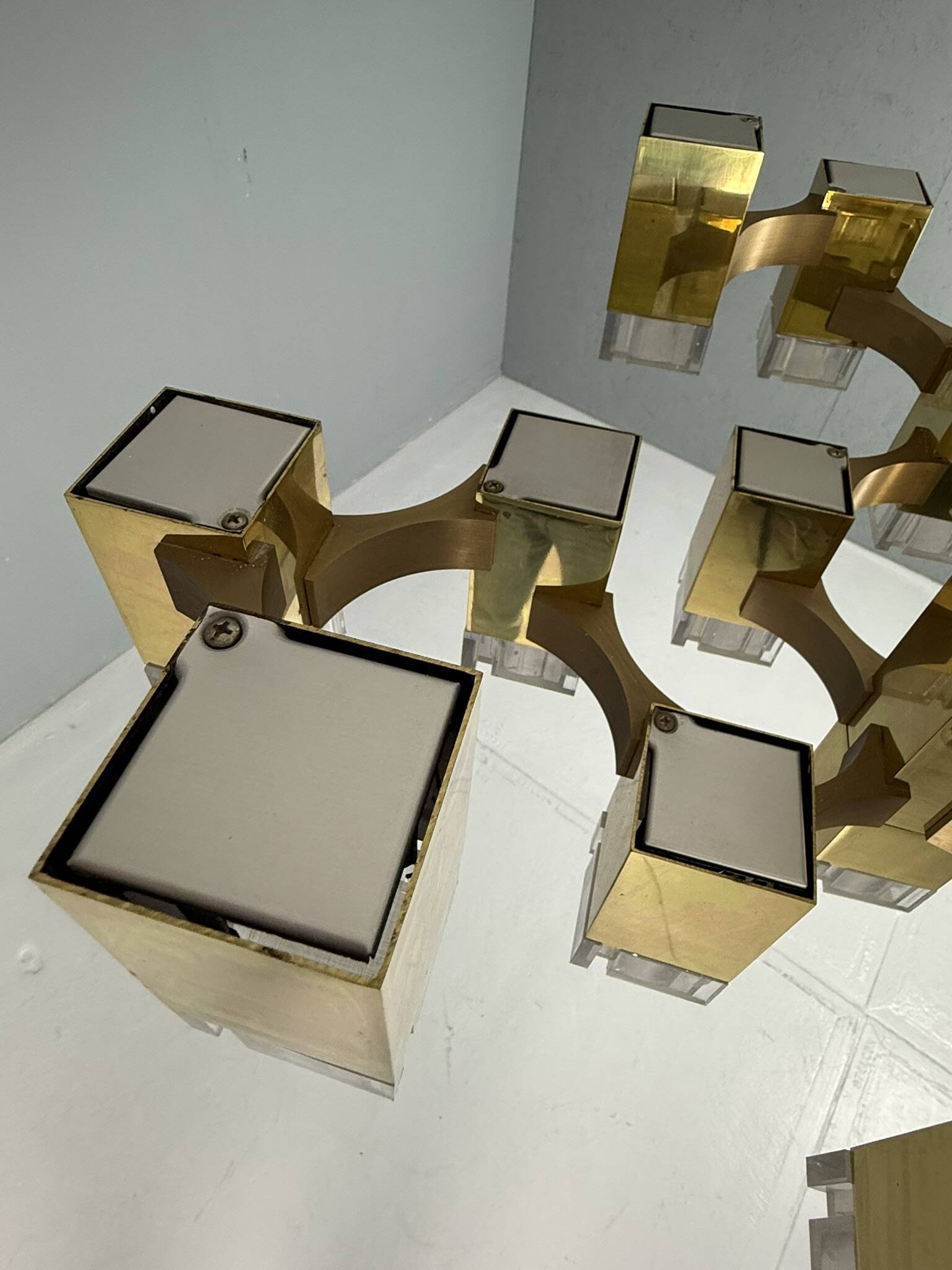 Lustre cubique Sciolari, 17 lumières, Italie des années 1970