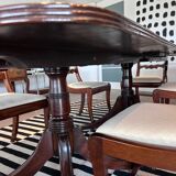 Antique Georgian twin pedestals dining table and 10 chairs