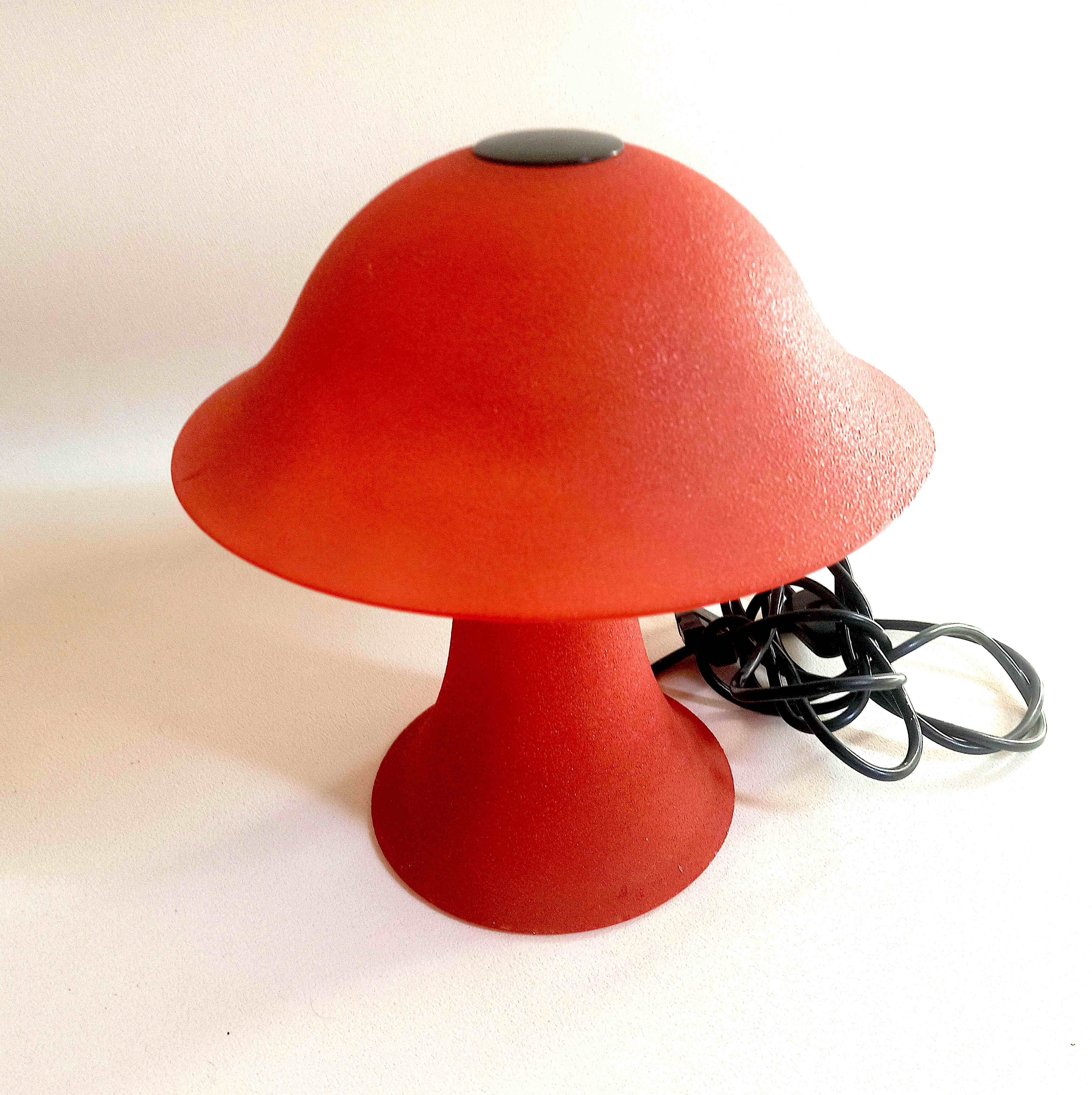 Vintage mushroom lamp red glass frosted effect