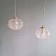 Pair of frosted glass pendant lights, artichoke-shaped, 1960s.