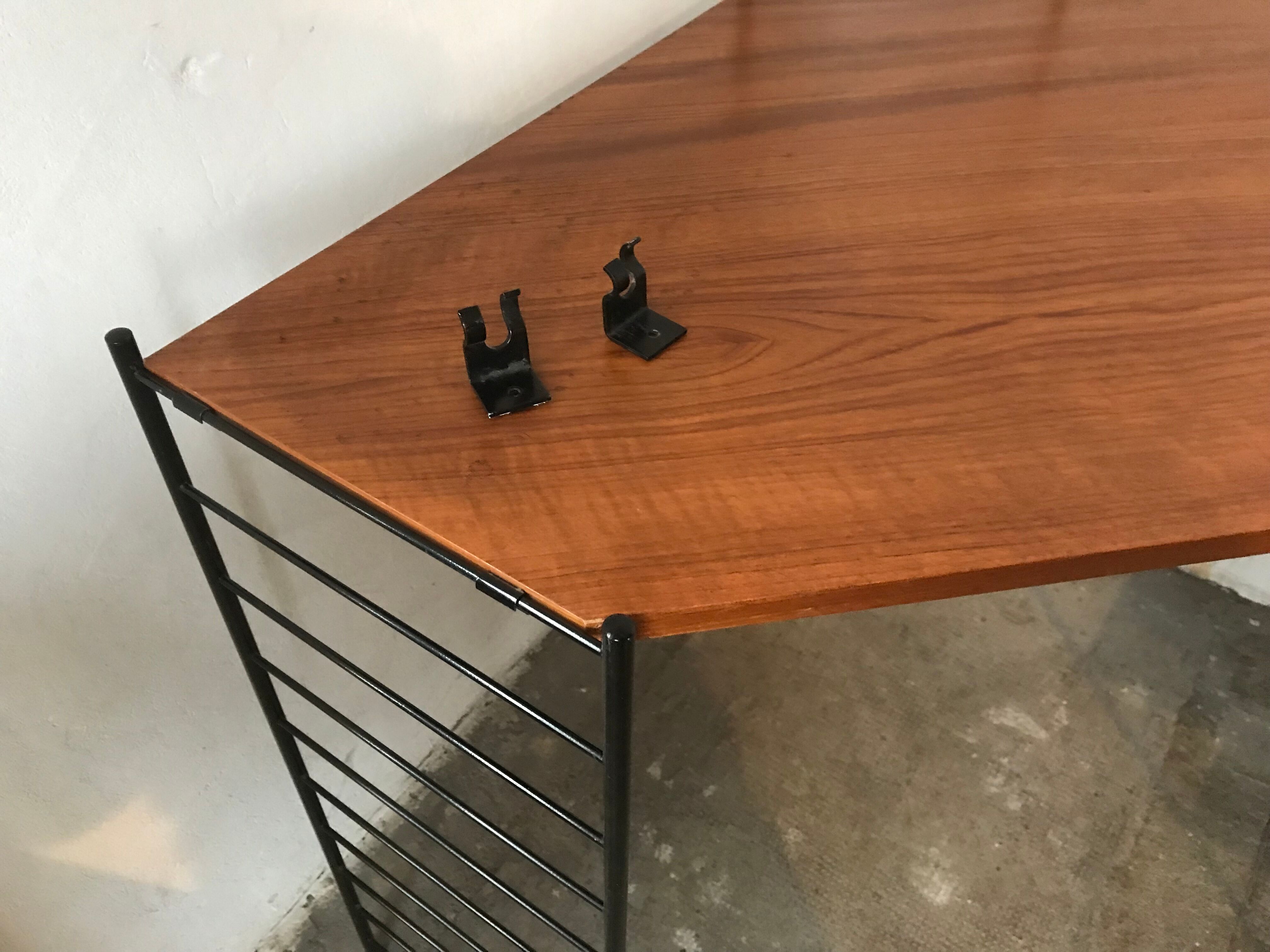 Modular vintage string wall shelf system with 1960-1980's desk