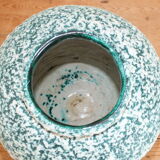 Green vase decorated with white enamels Cérart Monaco