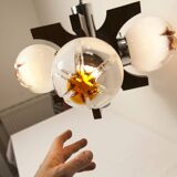 Lustre mazzega Murano 4 boules et teck 1960