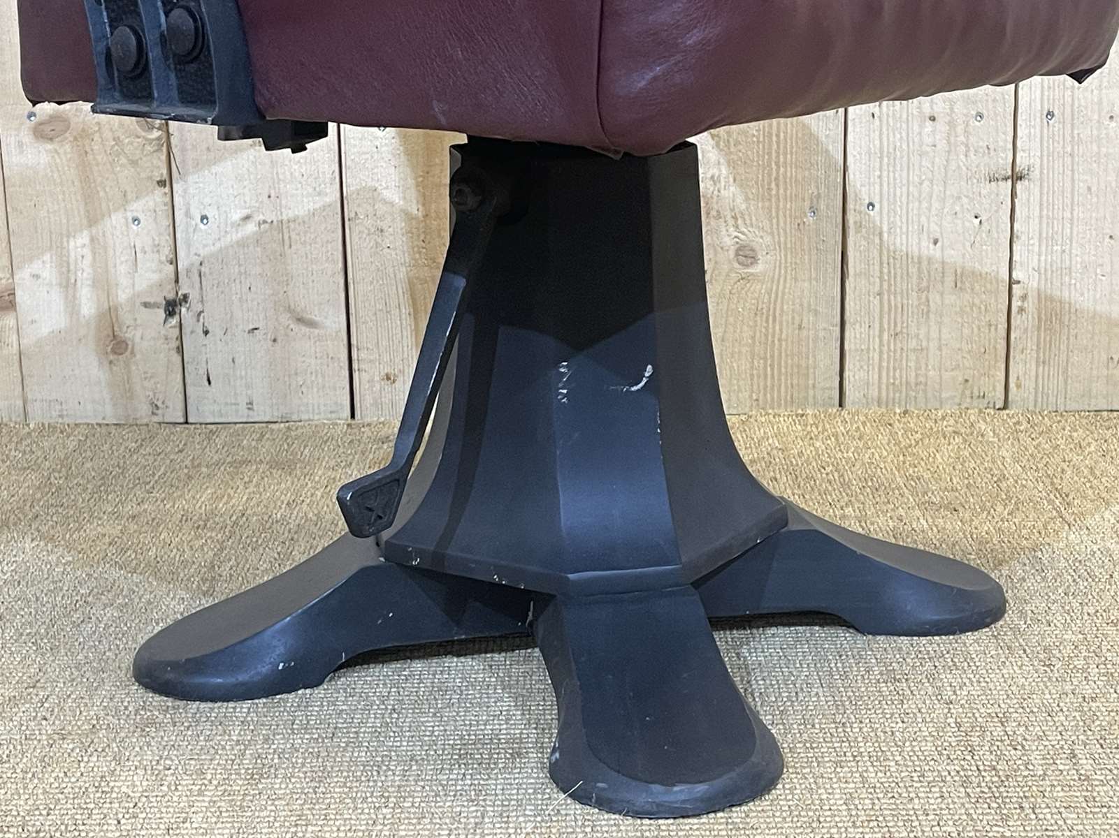 1950s hairdresser's chair covered with skaï - slightly reclining backrest
