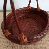 Japanese woven bamboo basket. Ikebana.