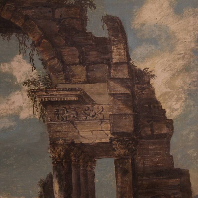 Peinture capriccio architecturale italienne du 20e siècle