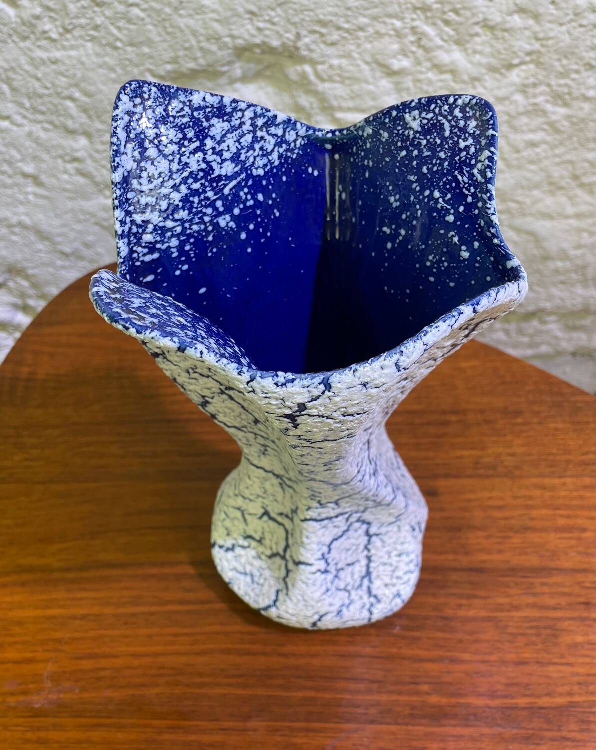 Blue and white crisp vase from the 70s