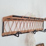 Metal and rattan coat rack