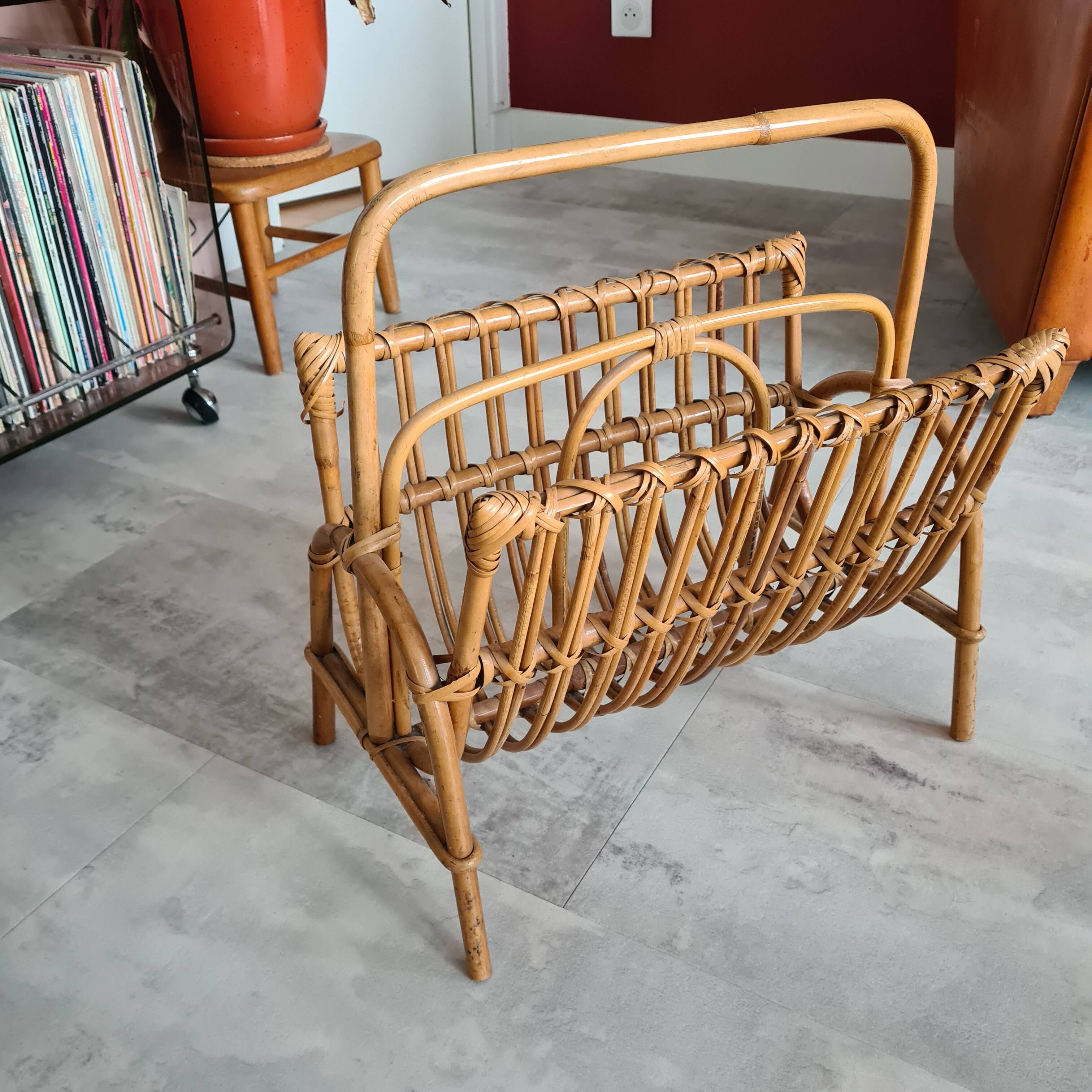 Rattan magazine holder