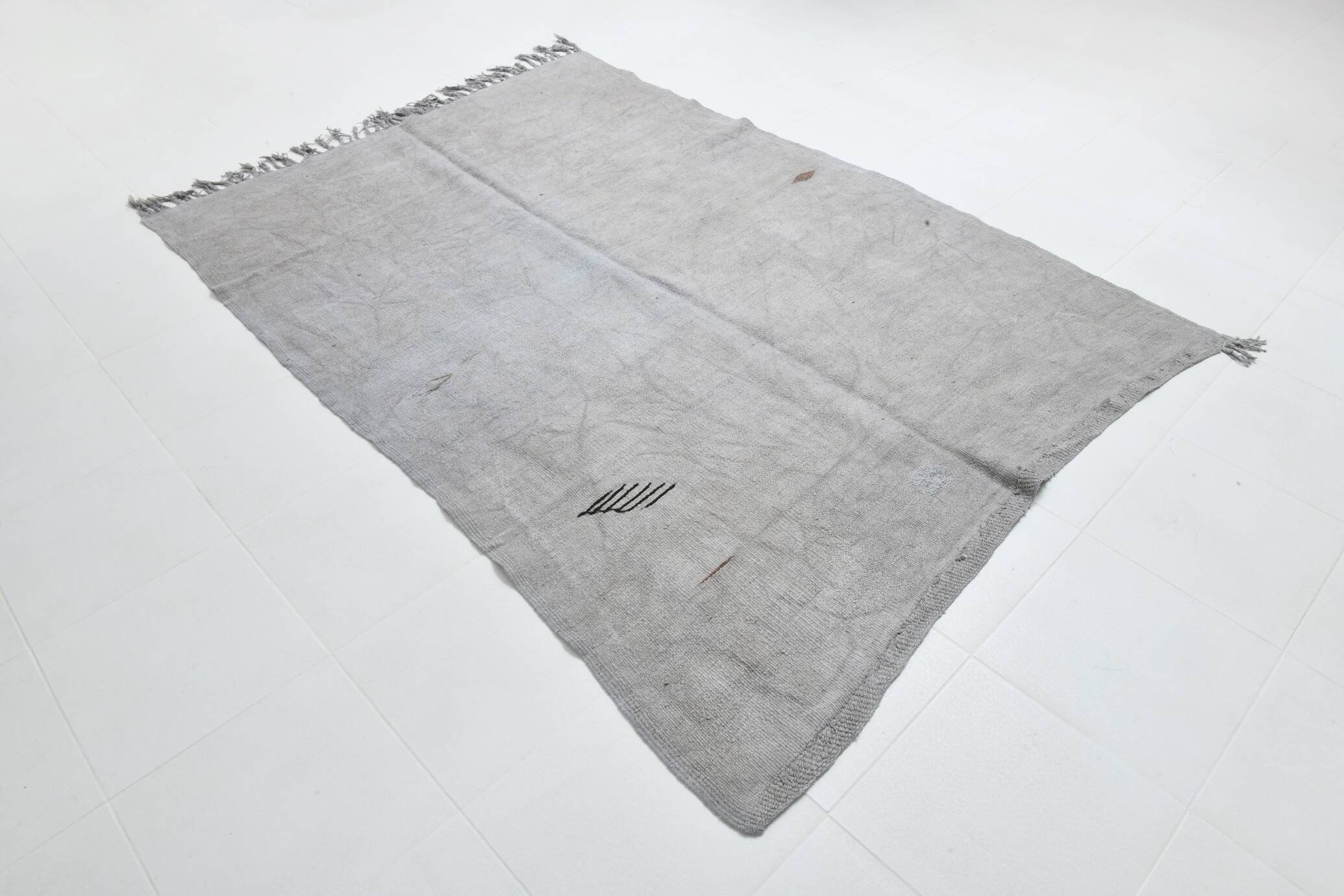6x8 Silver & Gray Turkish Kilim Rug, 177x256Cm