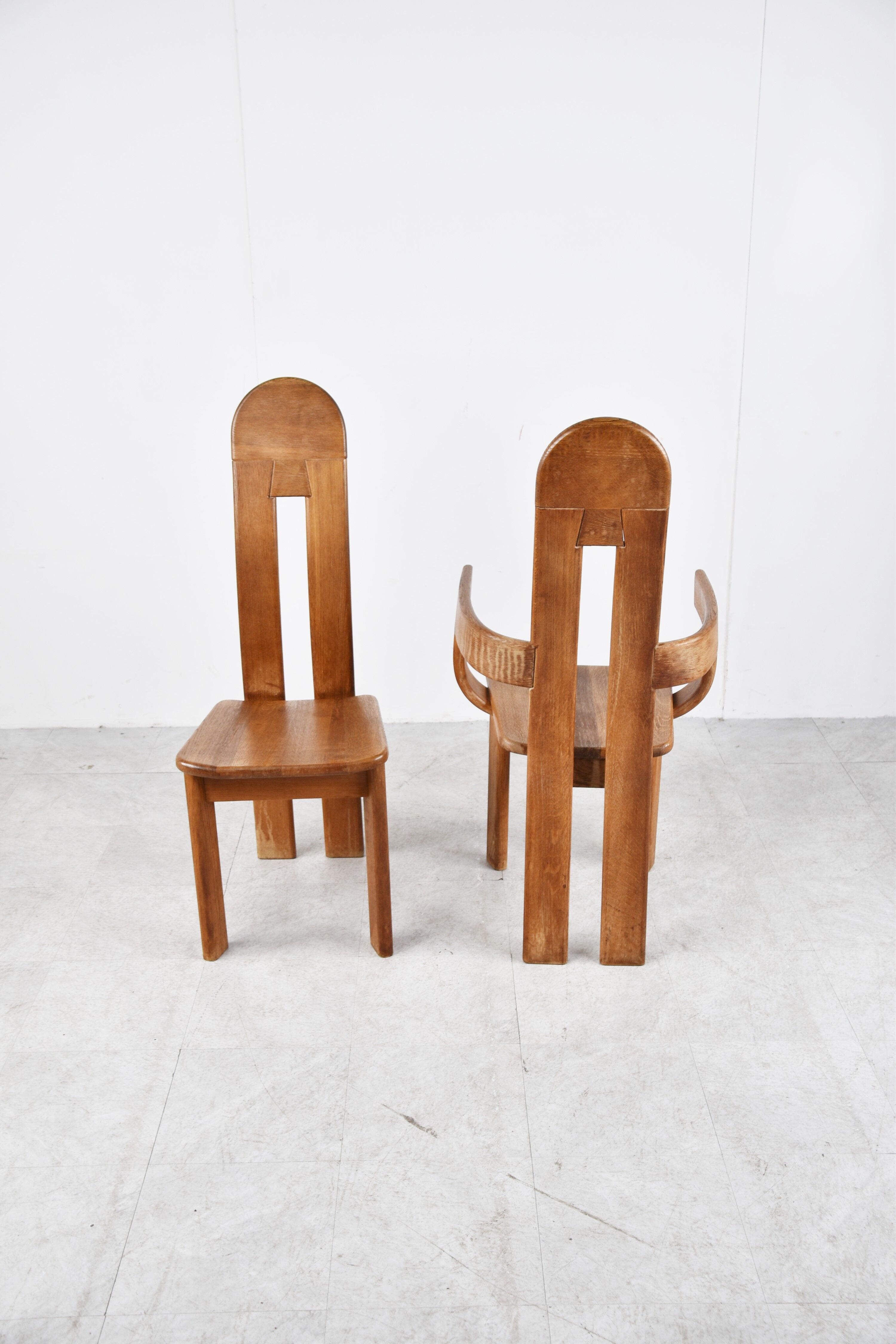 Vintage brutalist dining chairs by De Puydt, 1960s