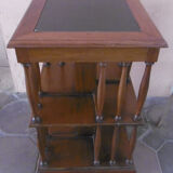 Mahogany rolling library with green leather top