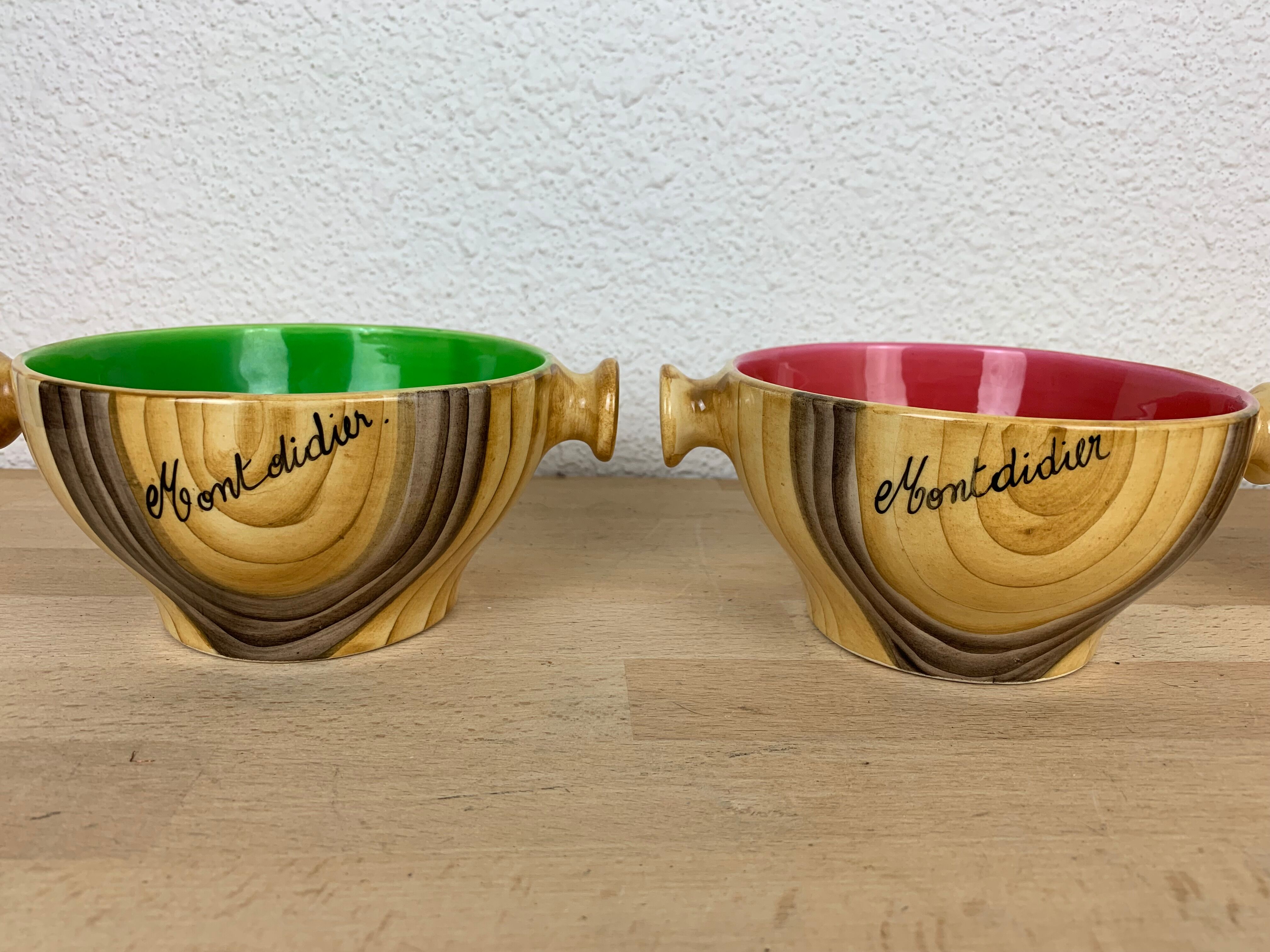 3 bowls Vallauris Grandjean Jourdan, ceramic wood effect 60