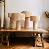 Minimalist raffia bedside table lamp