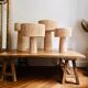 Minimalist raffia bedside table lamp