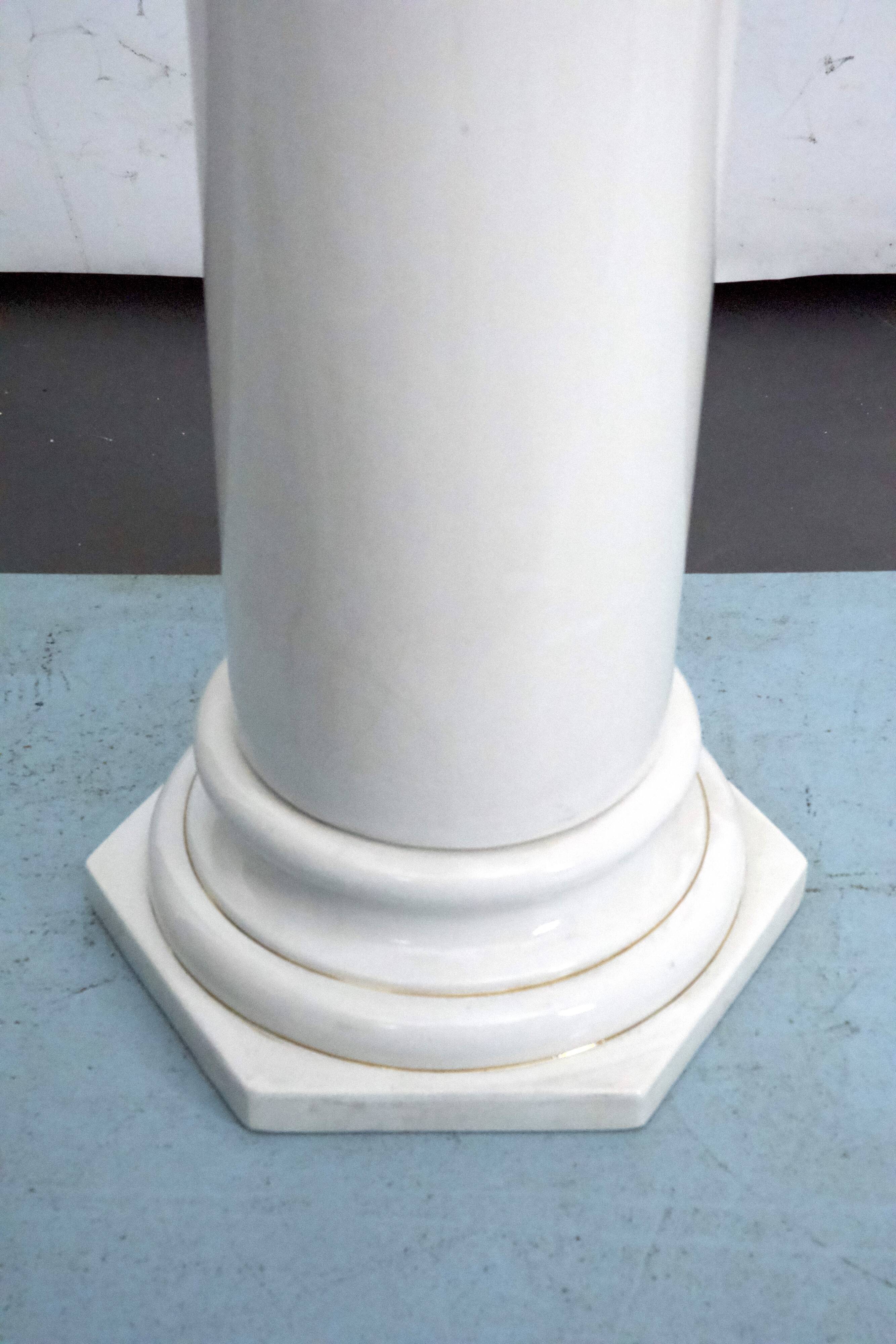 Tommaso Barbi Oversized White Ceramic Vase and Column, Italy 1970