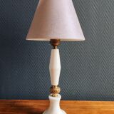 Vintage Table Lamp in White Marble and Brass