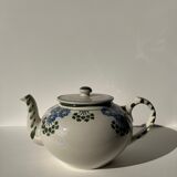 Green and blue teapot floral motif Badonviller