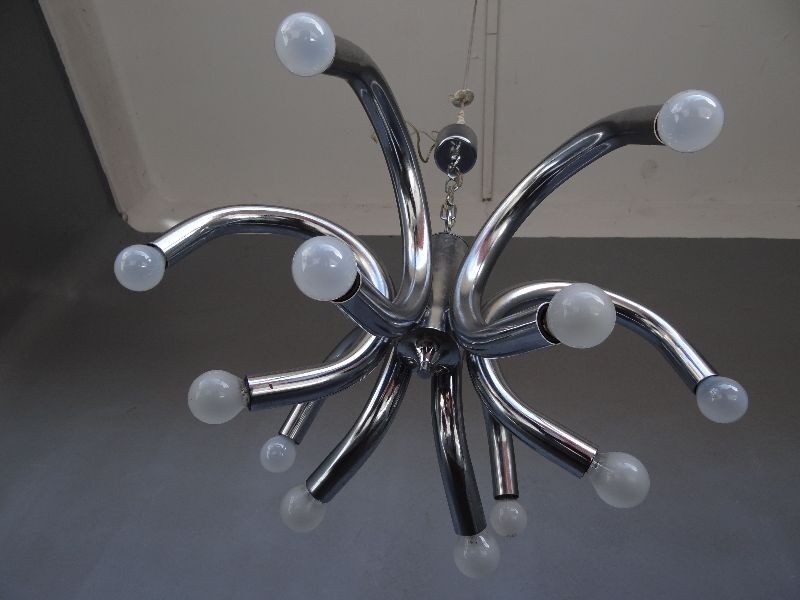 Chandelier design 1970 steel chrome
