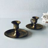 Pair of brass thumb candlesticks