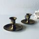 Pair of brass thumb candlesticks