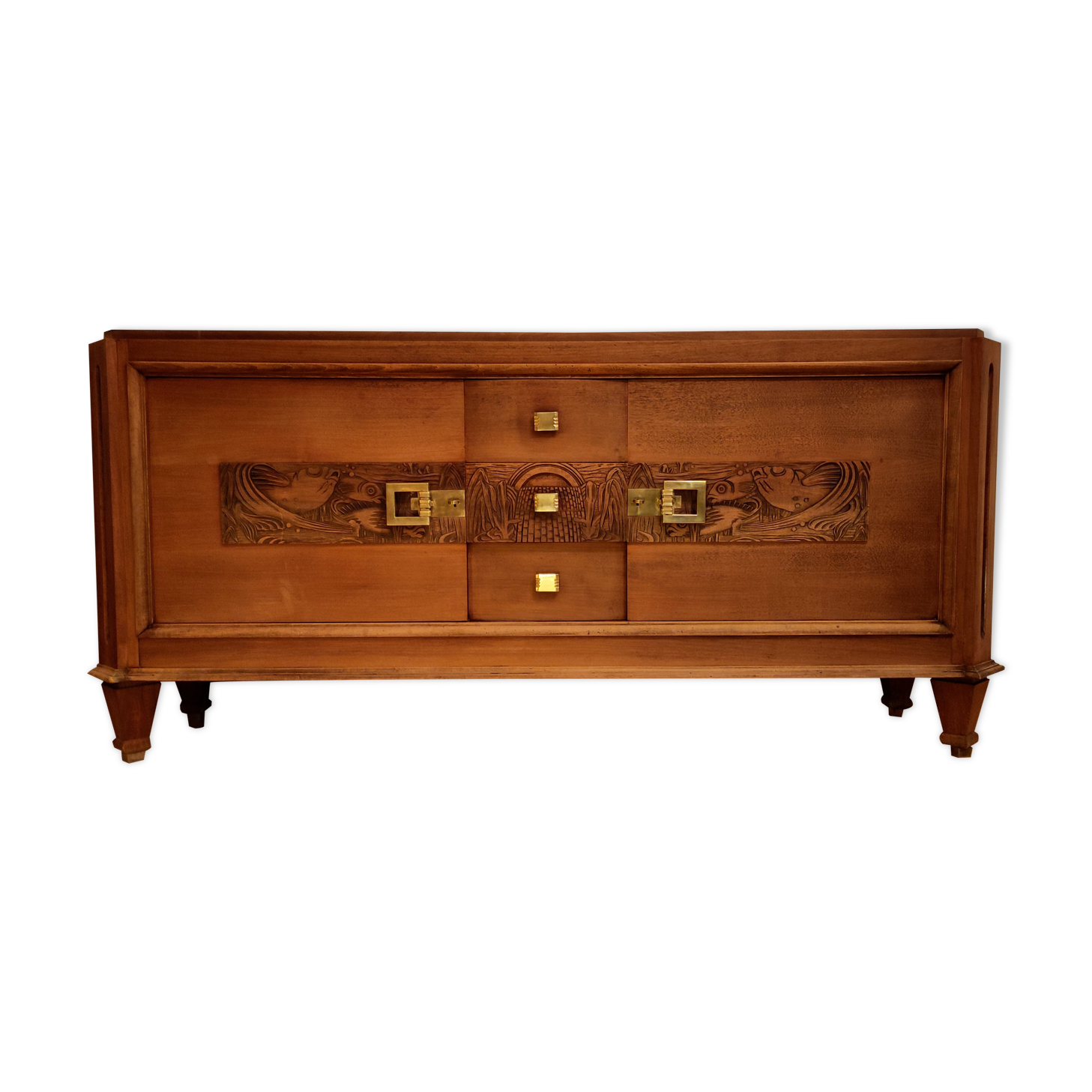 Japanese art deco enfilade with carved frieze